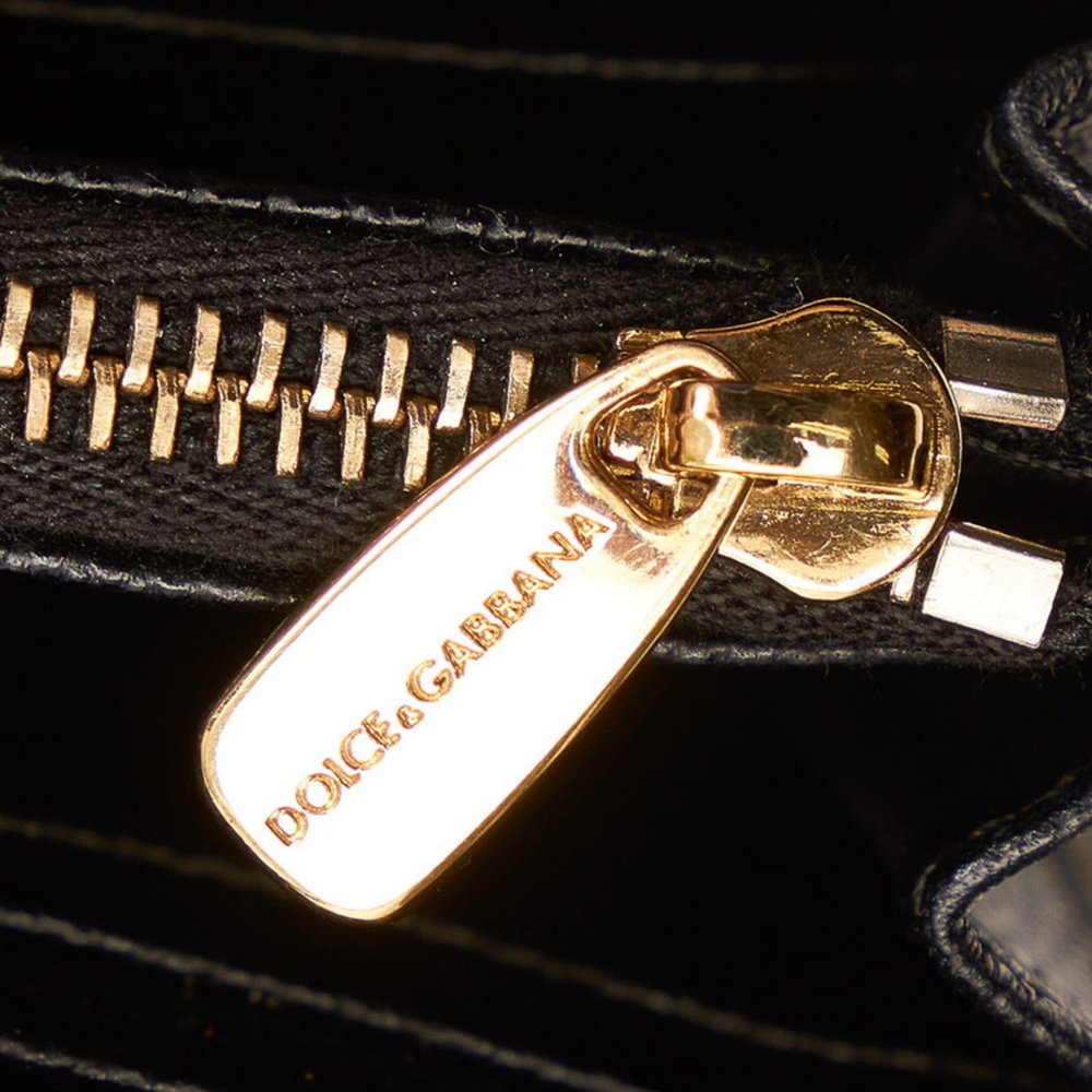 Dolce & Gabbana Dolce and Gabbana Flower Long Wallet Black Beige Leather Ladi... - Picture 5 of 8